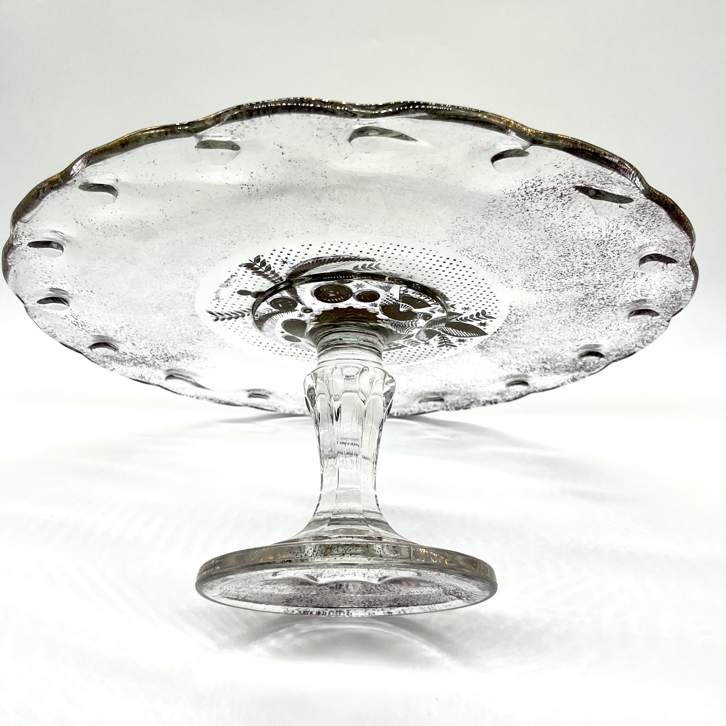 Mid-Century Mod (MCM) Georges Briard glass cake stand with signature
